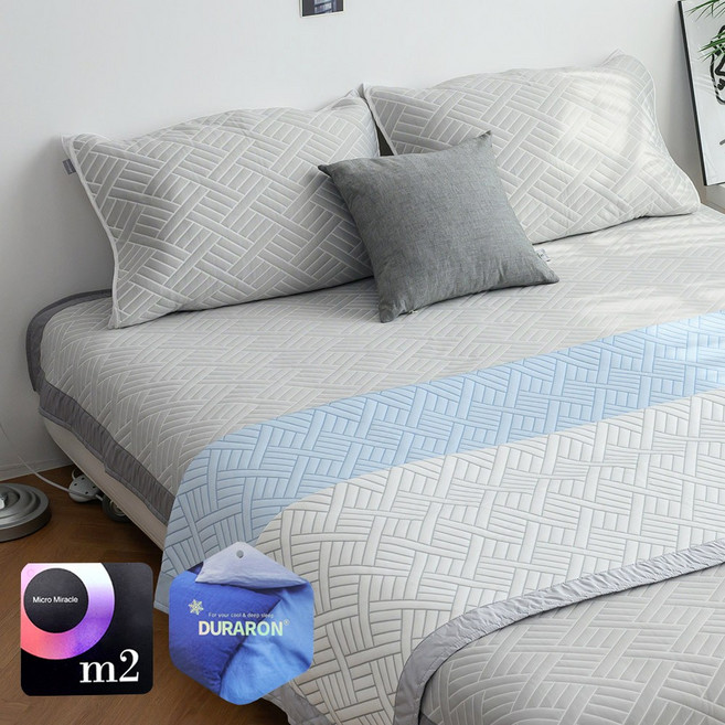 냉감 여름 듀라론 쿨매트 침대패드 밴드형 국내생산 지수0.4 휴비스 정품, 화이트