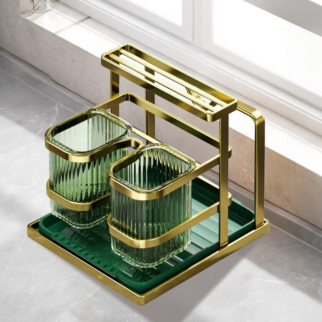 Tiger Pavilion 다기능 젓가락 통 겸용 조리도구 케이스, 골드, 1개