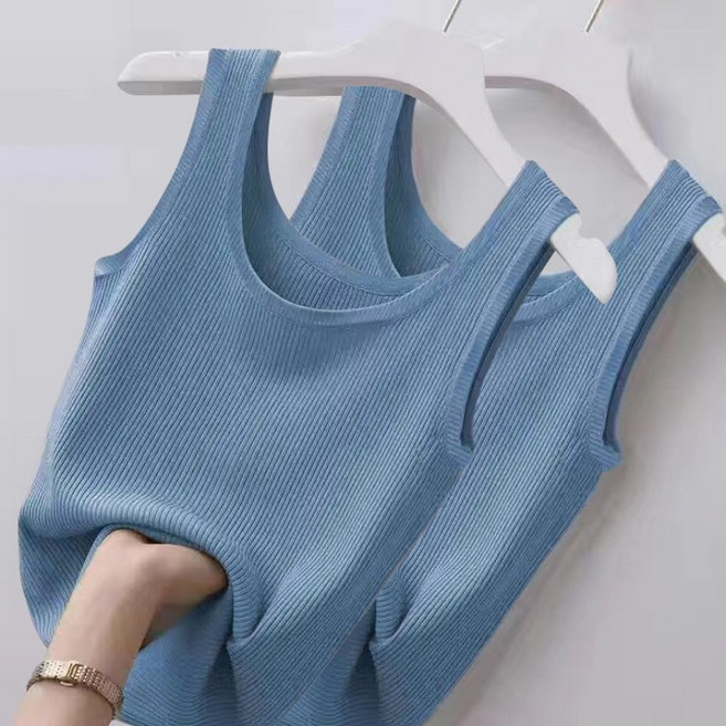 에쉬울프 순수 여성용 소프트 골지 나시 민소매 이너 티셔츠 2p