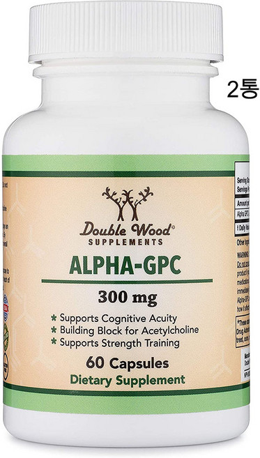 더블우드 알파GPC 300mg 60캡슐 Alpha GPC 콜린, 2개, 60정