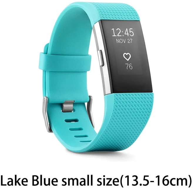 Fitbit Charge 2 스마트 손목 밴드 심박수 모니터링 운동 보수계 피트니스 통화 알림 GPS IOS Android, 06 Lake Bllue Small