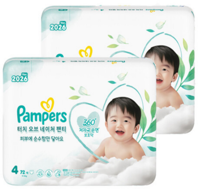 팸퍼스 2025 터치오브네이처 팬티형 기저귀 남여공용, 4단계, 144매