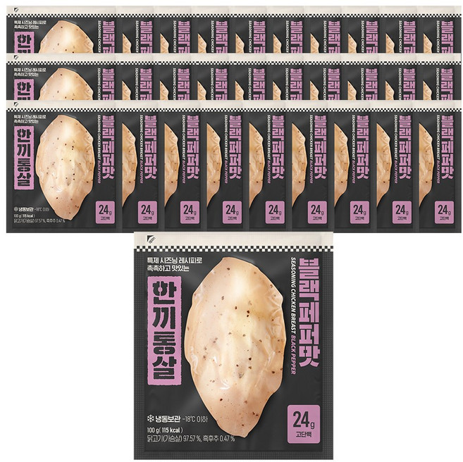 한끼통살 시즈닝 닭가슴살 블랙페퍼 30개입, 30개, 100g