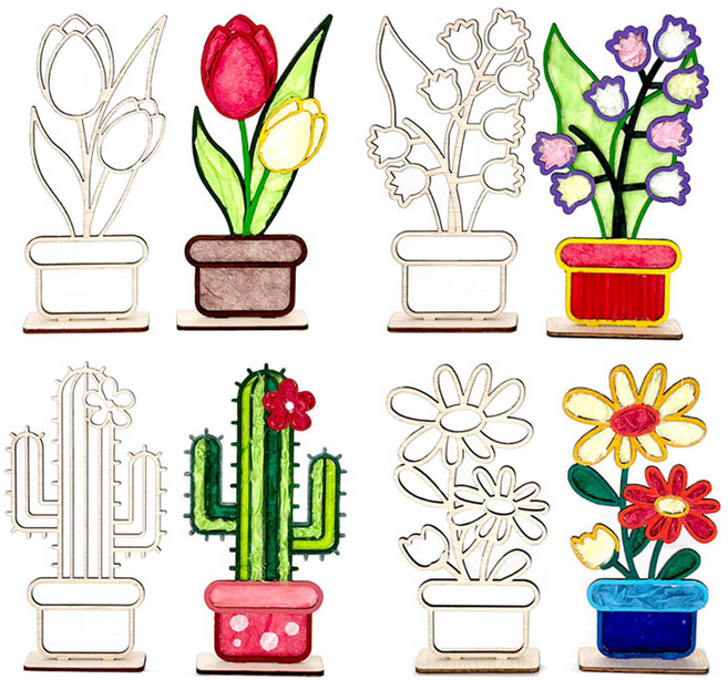 조앤안 한지 스탠드 꽃 만들기 MDF DIY 공예 초등 어린이 만들기 재료, 1개, 한지꽃만들기(데이지)