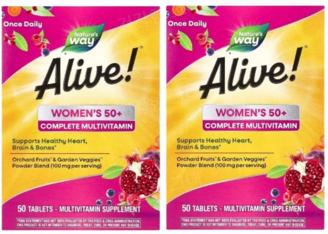 네이처스웨이 얼라이브 50세이상 여자 멀티 종합비타민 50정 2개 Multivitamin - 쿠팡