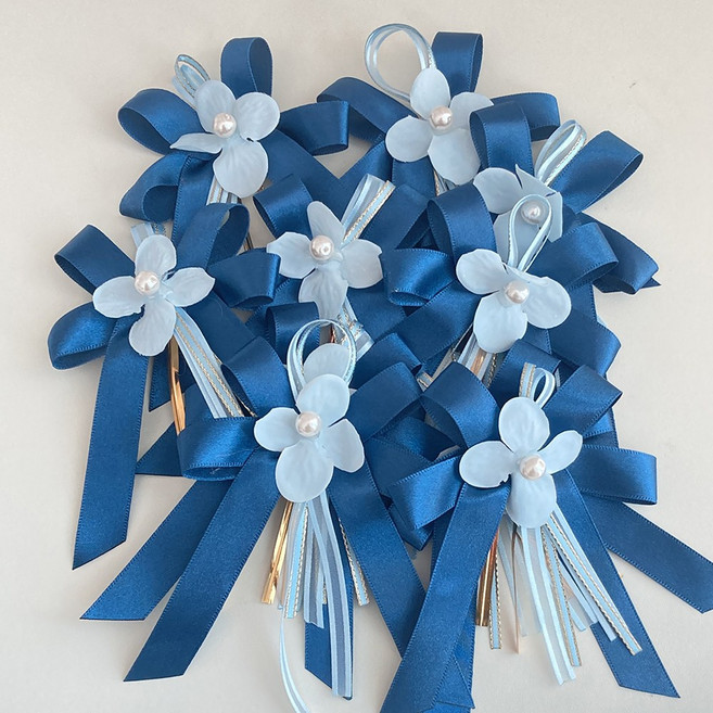 리본꽃 포장꽃 완성리본 포장리본, 10개, 청색