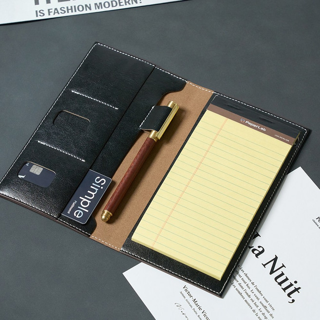 [각인가능]오브리즈 공방클래식 가죽 메모패드+속지SET 리갈패드 커버, 각인신청안함, 리얼블랙