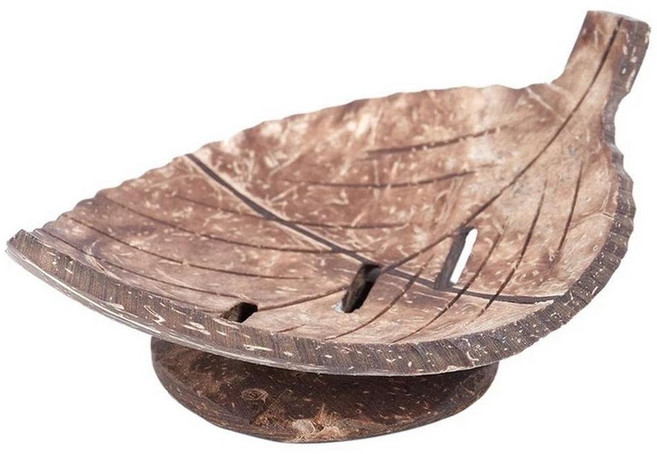 수제 천연 나무 욕실 비누 접시 상자 케이스 보관 주방 욕조 컵 랙 받침대 잎, 적갈색, 1. brown, 1개