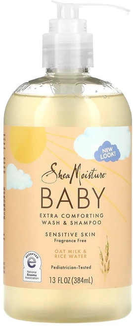 SheaMoisture 아기용 엑스트라 컴포팅 워시 & 샴푸 귀리 우유 및 라이스 워터 384ml(13fl oz), SheaMoisture아기용엑스트라컴포팅워시샴푸귀리우유, 1개, 384ml - 쿠팡