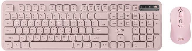지클릭커 오피스프로 WMK725 인체공학 무소음 무선 블루투스 키보드 미니 마우스 세트, 핑크