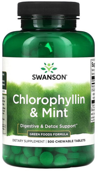 스완슨 클로로필린 & 민트 500 츄어블 정, 1개, 500정