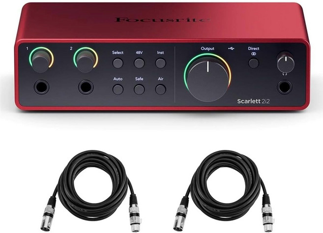 스칼렛 2i2 4세대 2인치 2아웃 USB 오디오 인터페이스XLR 케이블 2개 포함