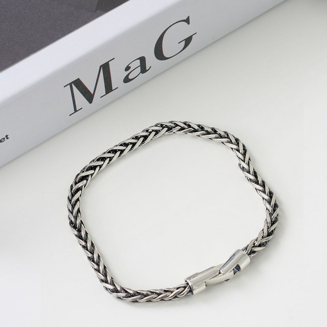 로프 실버 체인 버클 은팔찌 2type 유광 무광 실버925 커플팔찌