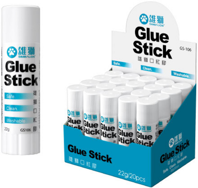 雄獅SIMBALION 口紅膠 Glue Stick 安全無毒 黏性適中, 22g, 1支