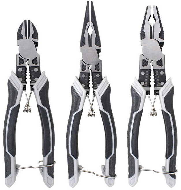 강력고급3종 니퍼+롱로즈+펜치 8인치 다기능공구세트, 1세트