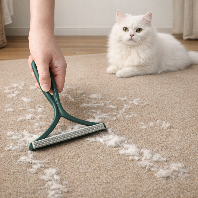 브랜스 미세털 강력제거 무손상 고양이 털 제거기, 1세트, 그린+오렌지