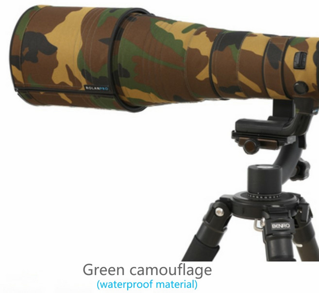 ROLANPRO 렌즈 의류 위장 카메라 코트 레인 커버 니콘 AF-S 400mm F2.8G ED VR 보호 케이스 총 슬리브, 05 green waterproof