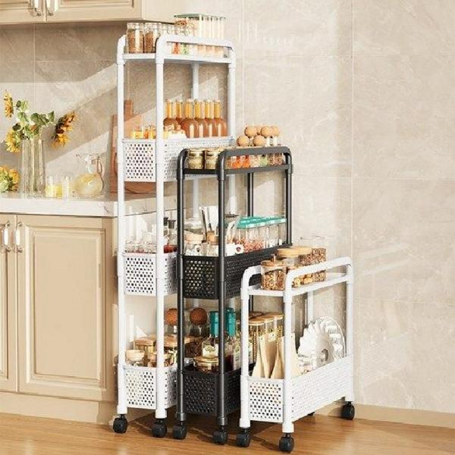 라이프리듬 초슬림 이동식 틈새 수납장 선반 주방 세탁실 트롤리, 1개, 화이트