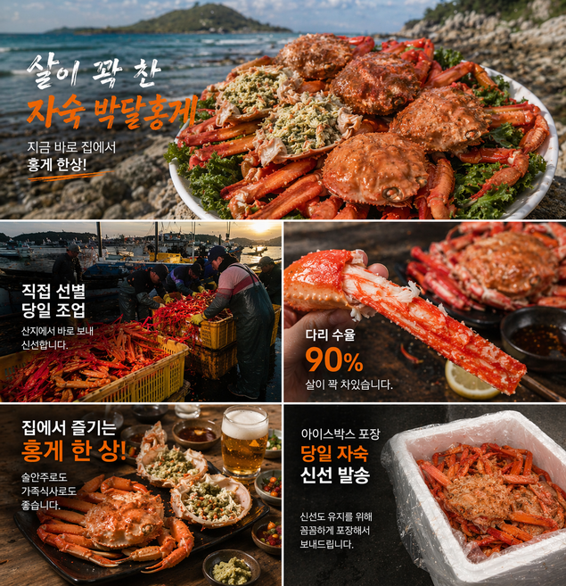 [산지직송] 수율90% 자숙 홍게 박달홍게 3.5~4kg 8~9미, 1개