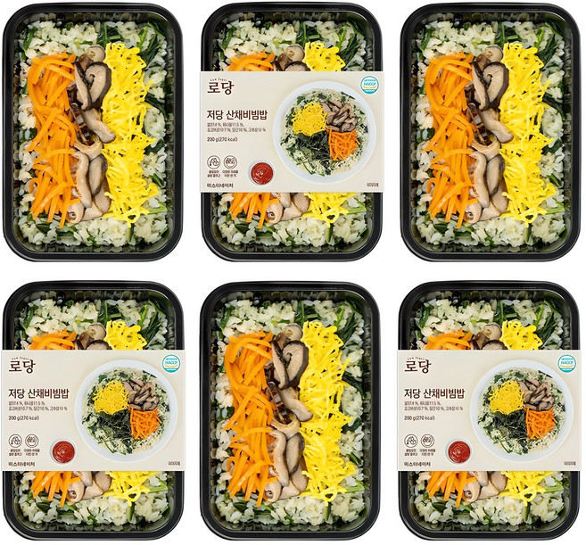 굿스푼 저당 식단 도시락 직장인 점심 나물 산채 비빔밥 200g 6팩 1세트 1200g (냉동), 6개