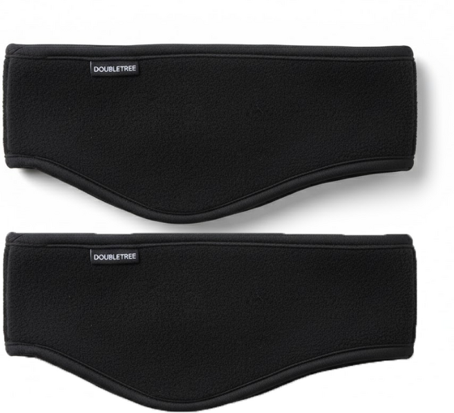 더블트리 따뜻한 플리스 귀마개 헤어밴드, 1세트, 블랙+블랙