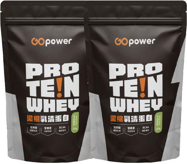 GOpower 果果能量 濃縮乳清蛋白【冬瓜鮮奶】高蛋白 健身補給, 500g, 2個