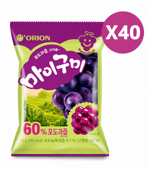 마이구미 포도맛 오리온 젤리 6p 259.2g 츄잉젤리, 79g, 40개