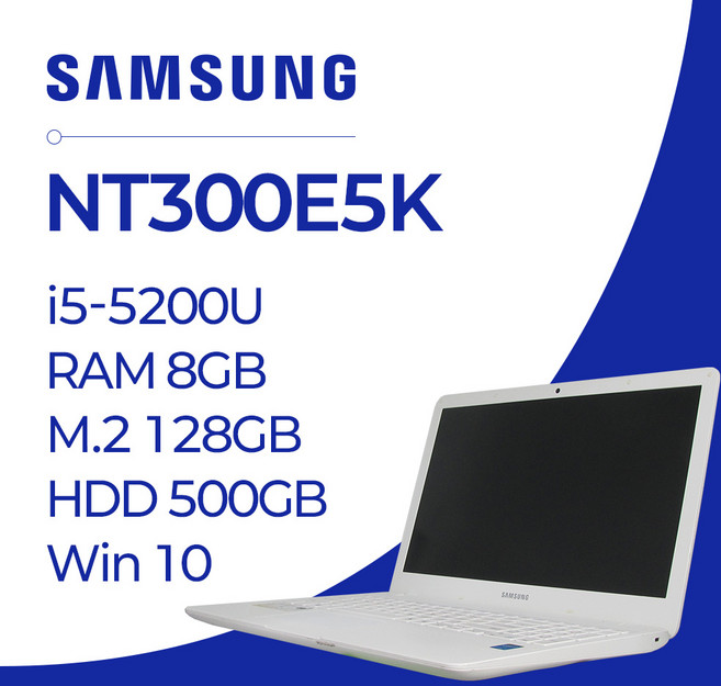 삼성 NT300E5K / i5-5200U / RAM 8GB / M.2 128GB / HDD 500GB / Win11 / 무선마우스, WIN10 Home, 620GB, 화이트