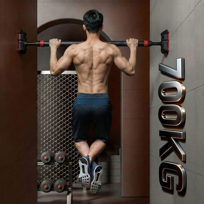 문틀 턱걸이 철봉 라쳇 잠금장치 극강 고정 턱걸이 봉 실내 운동기구, 블랙