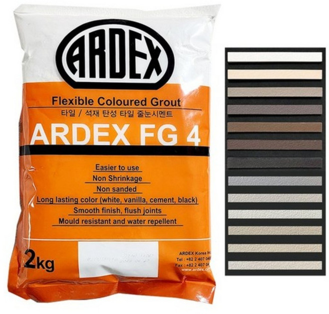 줄눈 시멘트 아덱스 FG4 백시멘트 몰탈 탄성 타일 메지 줄눈 셀프 시공 사은품 증정, 1개, 01.FG4 화이트 2KG