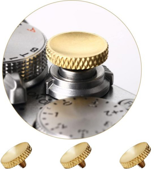 Panzong 소프트 셔터 릴리스 버튼 고급 순수 구리 카메라 3팩, Gold