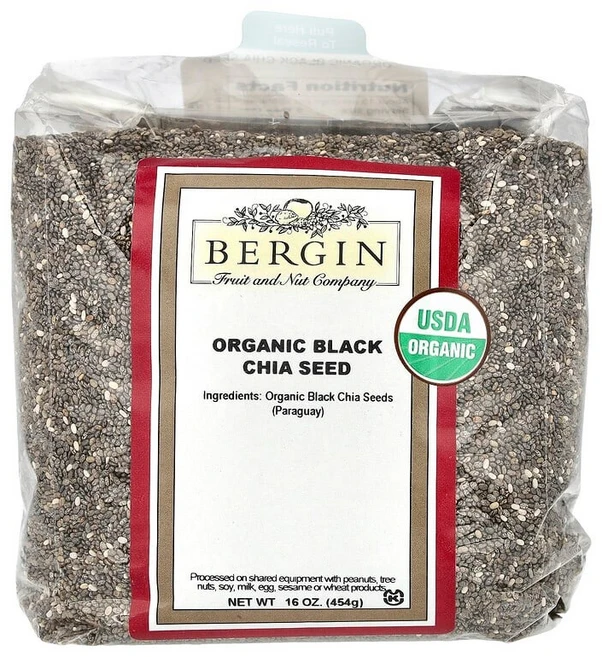 Bergin Fruit and Nut Company 유기농 블랙 치아 시드 454g(16oz) BFN-08109, Bergin Fruit and Nut Company, - 쿠팡