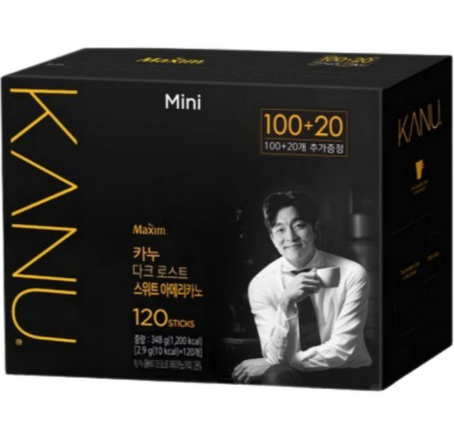 맥심 KANU Mini 다크로스트 스위트아메리카노 3그램 X 120스틱 달콤한 아메리카노, 3g, 120개입, 1세트