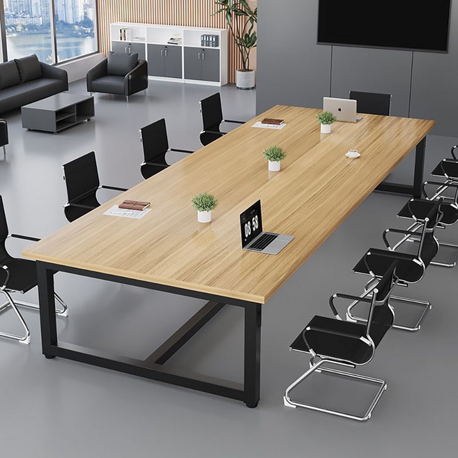 사무실 회의실 사각 회의 테이블 상담 세미나 연수용 책상, 옐로우 상판+블랙 다리