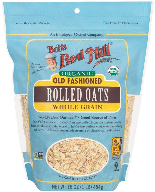 밥스 레드 밀 유기농 롤드 오트 레귤러 16온스 (4개 팩) Bob's Red Mill Organic Oats Rolled Regular 16 Ounce (Pack of 4), 1개