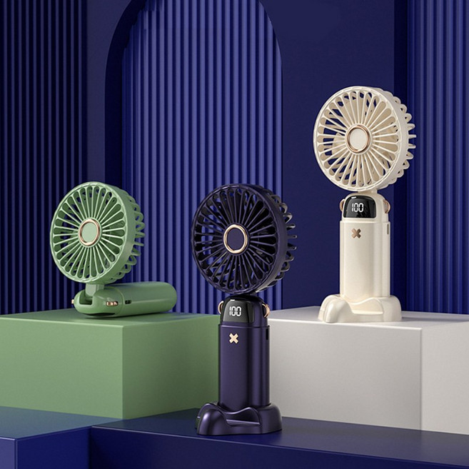 Frokom 무선 휴대용 선풍기 초강력 스탠드 목걸이 핸디 선풍기, 그린