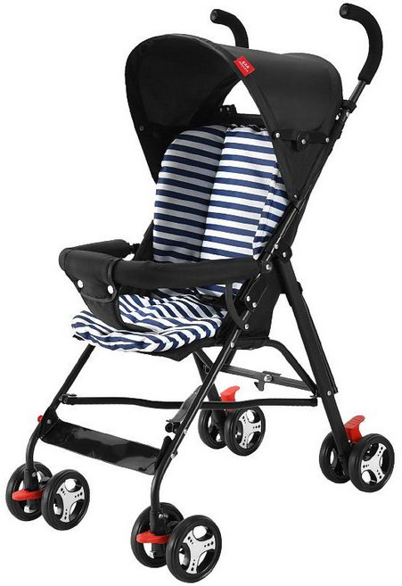 휴대용 유모차 절충형 블랙 유모카 접이식 경량 3.9kg, 표준 버전 블랙 코튼 패드