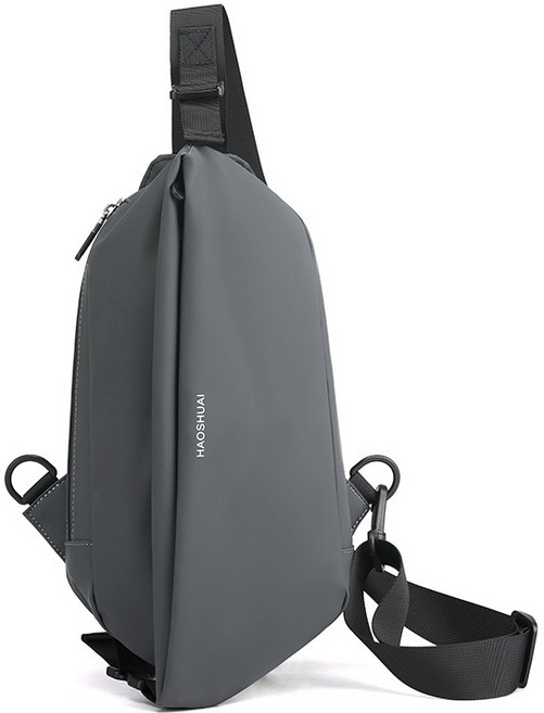 HAOSHUAI 運動胸包 防潑水 側背包 單肩包, 灰, 1個