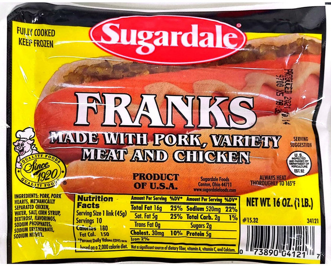 슈가데일 후랑크 소시지 454g/한글표시, 454g, 1개