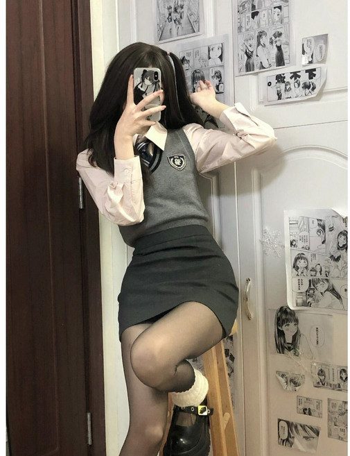 교복 초가을 새로운 한국 여성 고등학교 스타일 정장 유니폼 니트 조끼 순수한 스커트