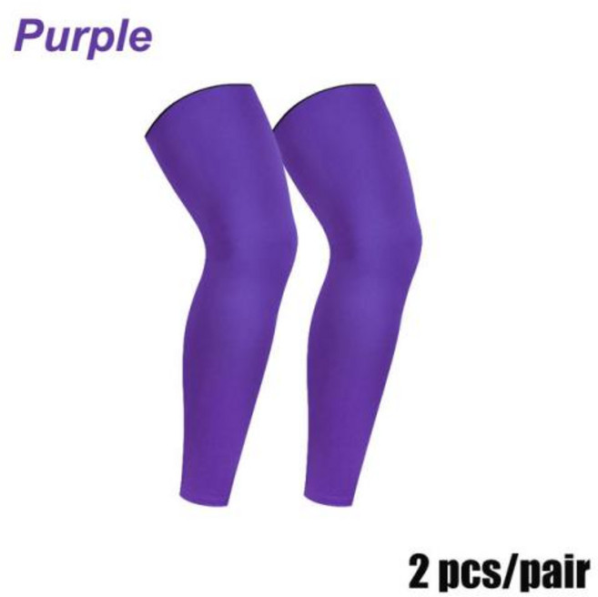 남녀공용 스포츠 연장 압축 레그 워머 농구 축구 사이클링 양말 무릎 종아리 슬리브 UV 썬 레그 워머 1 쌍, 18) 1 Pair Purple - L, 1개