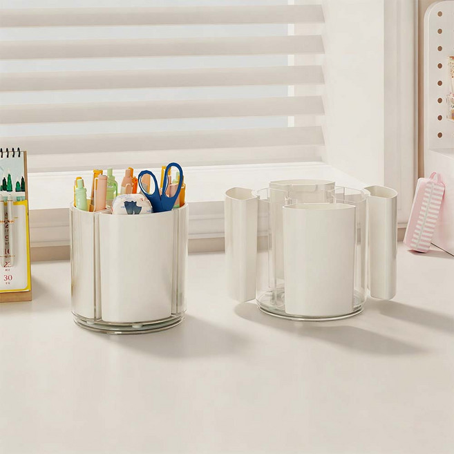 루베이 데스크 오거나이저 분리형 잡동사니 수납 깔끔한 테이블 유지 사무실/화장대/학교, 흰색, 1개