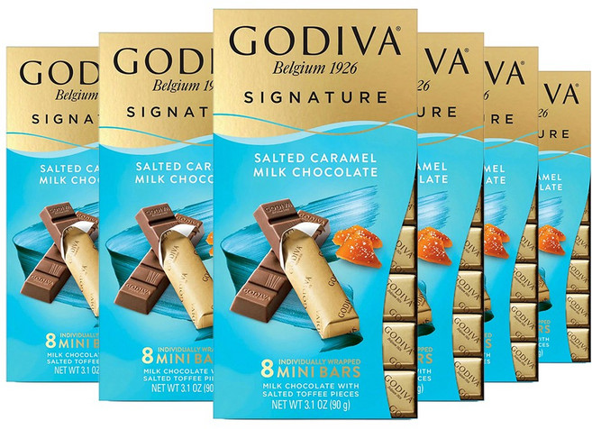 고디바 시그니처 미니 바 솔티드 카라멜 밀크초콜릿 90g x 6팩, 6개