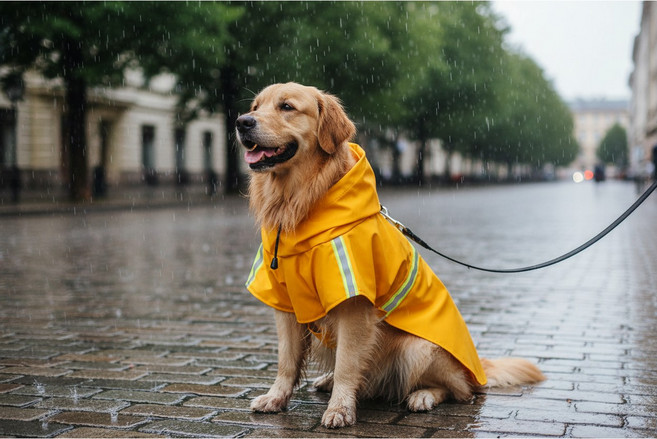 BUNNY PET 소형견 중형견 대형견 겸용 야광 반사 우비 레인코트, 1개, 옐로우