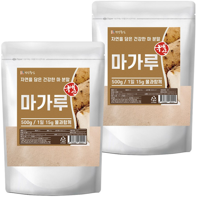 건강중심 국산 마 가루 참마 분말, 500g, 2개