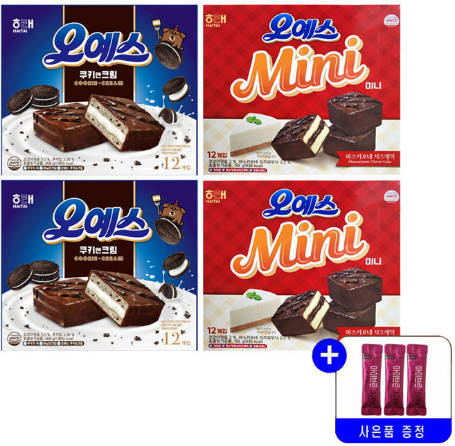 해태 오예스 쿠키앤크림 360g+오예스 mini 192g 2종 묶음행사+사은품, 02_쿠키앤크림 360gx2개+미니 192gx2개, 360g