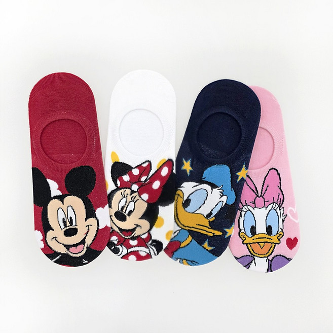 [4족세트]여자 디즈니 주인공 캐릭터 페이크삭스 덧신 양말