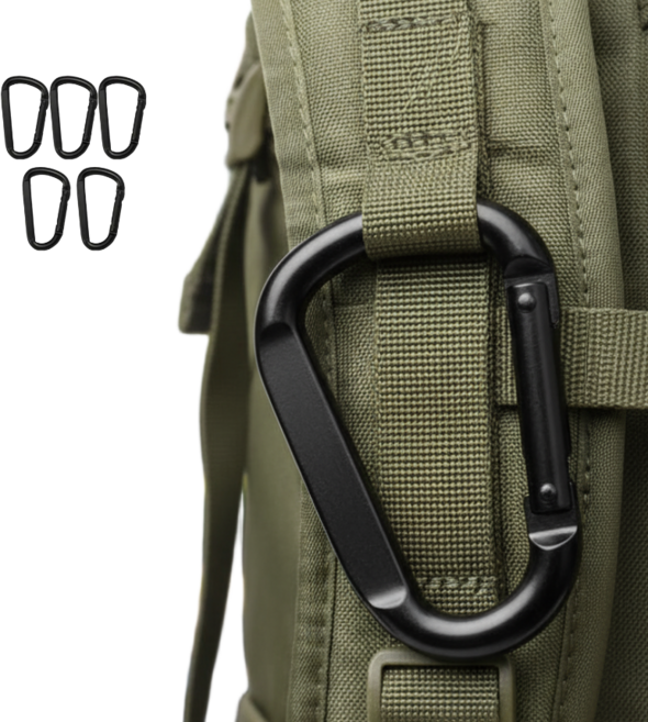 캠핑보다 대형 카라비너 고강도 강철 카라비너 10cm, 5개, 블랙