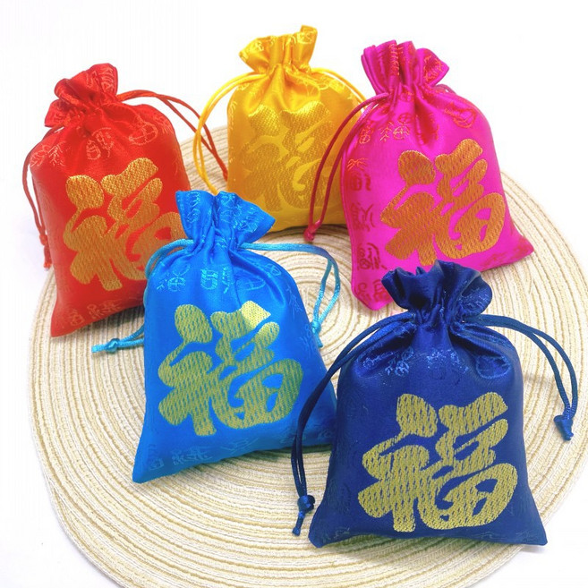 행운가득 미니 복주머니 파우치 5색 세트, 복 주머니