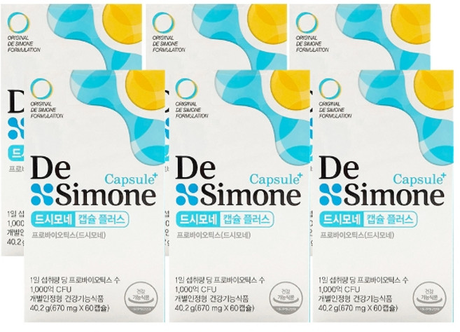 DeSimone 유산균 1위 프리미엄 유산균 드시모네 캡슐 플러스 유산균 700mg x 60 캡슐 1박스, 60정, 6개